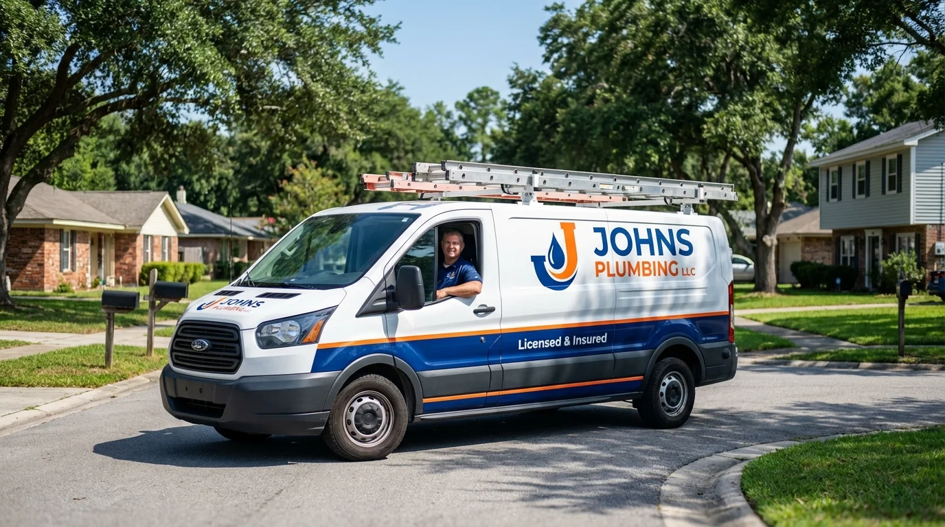 Johns Plumbing LLC service van in New Hartford, NY