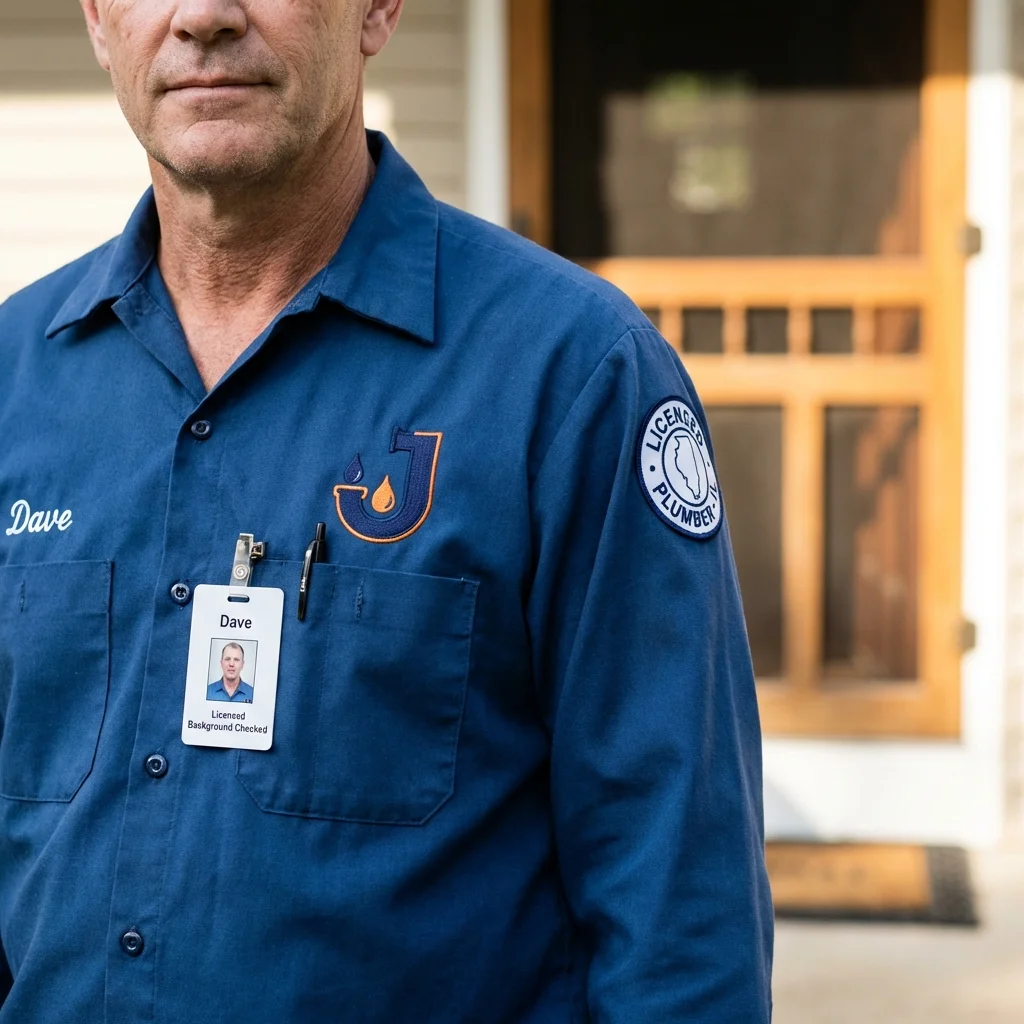Licensed plumber showing ID badge in New Hartford, NY