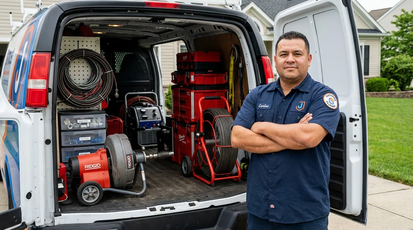 Professional drain cleaning equipment and Johns Plumbing LLC plumber in New Hartford
