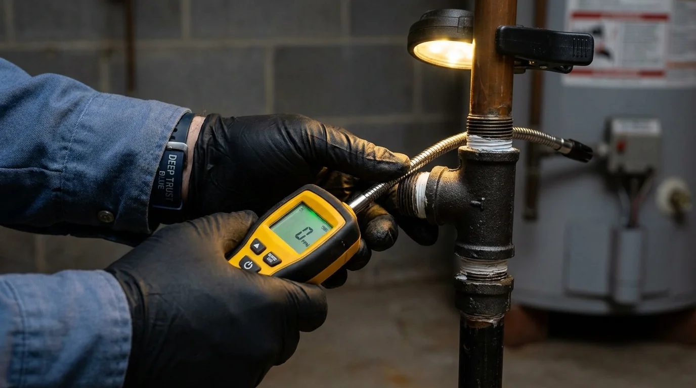 Gas leak detection with electronic sniffer by Johns Plumbing LLC in New Hartford