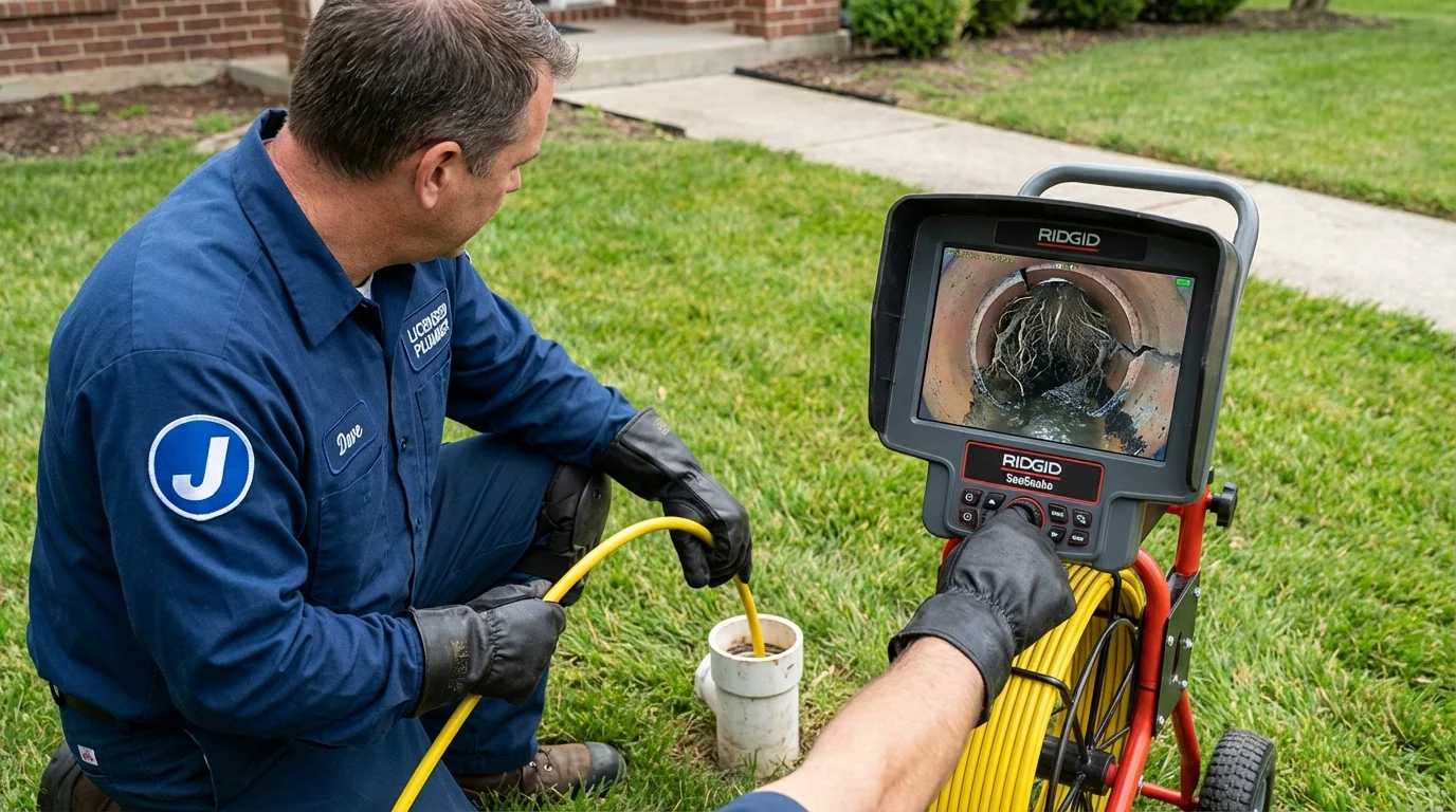 Sewer camera inspection being performed by Johns Plumbing LLC in New Hartford