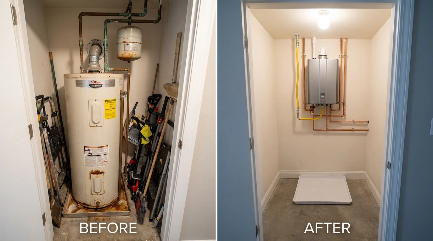 Tank water heater versus wall-mounted tankless unit comparison for New Hartford, NY homeowners